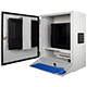 Industrial LCD Monitor Enclosure view from side with keyboard tray and open door | PENC-700