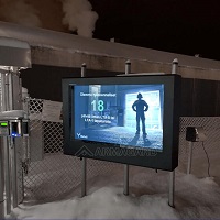 An outdoor TV enclosure installed in a ski resort